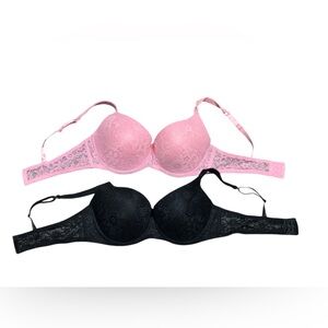 Laura Ashley Bra Lot 2 Size 40DD Underwire Lace Bras Black Pink